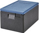 EPP3253LID362 - A blue Cambro GoBox lid fitted to a black GoBox