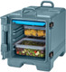 UPC300401 - Camcarrier with door open loaded three half-sized pans containing vegetables and cooled by a camchiller