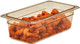 34HP150 - Cambro High Heat Gastronorm Food Pan with amber colouration containing fried chicken