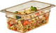 44HP150 - Cambro 100mm deep High Heat Gastronorm Food Pan with amber colouration containing pasta salad