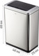 342423 - Durable No Touch Duo Sensor Bin - 2 x 20 Ltr - Silver - Dimensions