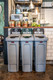 2217670 - Rubbermaid Slim Jim 3-Stream Recycling Station Bundle - General Waste/Mixed Recycling/Food Waste - Front Facing in Bistro