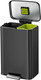 EK9361MB2025 - EKO Maddison Dual Stream Kitchen Pedal Bin - 25 + 20 Ltr - Matt Black     - Lid Open Showing Buckets