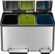 EK9128MT151515 - EKO Ecocasa Three Stream Recycling Pedal Bin - 45 Ltr - Stainless Steel - Front with Lids Open
