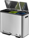 EK9128MT151515 - EKO Ecocasa Three Stream Recycling Pedal Bin - 45 Ltr - Stainless Steel - Lids Open