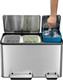 EK9128MT151515 - EKO Ecocasa Three Stream Recycling Pedal Bin - 45 Ltr - Stainless Steel - Lids Open and Bucket Being Removed