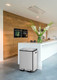 EK9128MT3030 - EKO Ecocasa Dual Stream Recycling Pedal Bin - 30 + 30 Ltr - Stainless Steel - Placed at End of White Kitchen Island