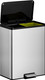 EK8228MT2020 - EKO Essential Dual Stream Recycling Pedal Bin - 40 Ltr - Stainless Steel - Right Facing with Lid Open