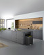 EK8228MB2020 - EKO Essential Dual Stream Recycling Pedal Bin - 40 Ltr - Matt Black - Placed at the End of a Kitchen Island