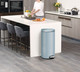 EK9115TB30 - EKO Eva Round Kitchen Pedal Bin - 30 Ltr - Titanium Blue - Situated at End of a Kitchen Island