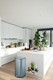 EK9384TB30 - EKO Stella Square Pedal Bin - 30 Ltr - Titanium Blue- Situated at End of White Kitchen Island