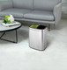 EK9036MT55 - EKO Oli-Cube Dual Stream Recycling Open Top Bin - 10 Ltr - Stainless Steel - Placed Next to Coffee Table