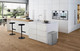 EK6187DG20 - EKO Morandi Touch Bin - 20 Ltr - Dark Grey - Situated at the End of a White Kitchen Island
