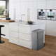 EK6187DG40 - EKO Morandi Touch Bin - 40 Ltr - Dark Grey - Situated at End of White Kitchen Island