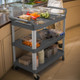 Rubbermaid X-Tra Cart Open in Gray Being Used to Transport Foods