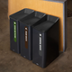 Three Rubbermaid Sustain Recycling Bins Situated Next to a Bar