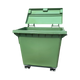 Static Forklift Waste & Recycling Bin - 660 Ltr - Green - Lid Open