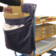 Racksack 2-Pocket Reusable Recycling Sack Attached to Trolley & Being Filled with Shrink Wrap & Cardboard