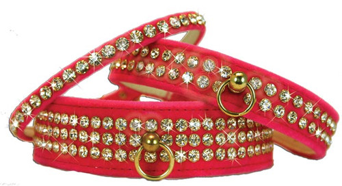 Majestic Collar - Velvet 2-Rows of Crystals