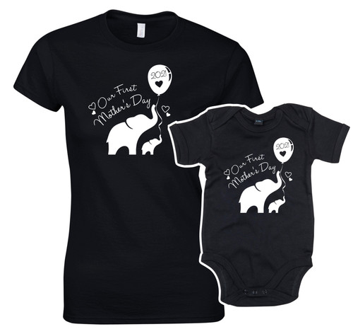 Our First Mother's Day Women's Tee and Matching Baby Bodysuit