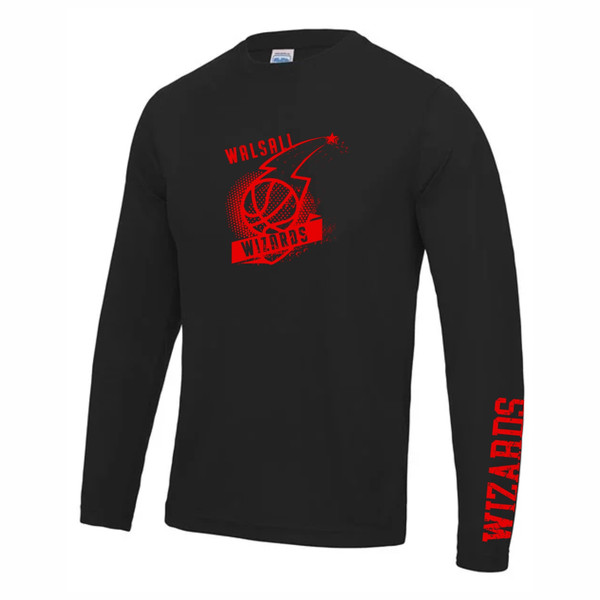 WALSALL WIZARDS - Adult Long Sleeve Warm Up Top - Jet Black