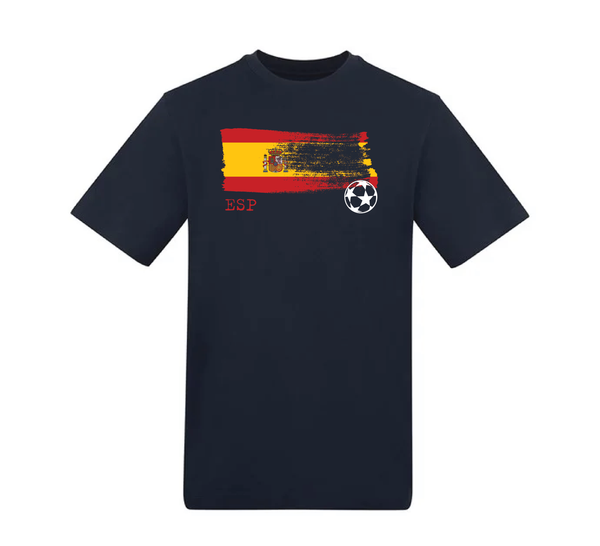 Flag Design Cotton Tee - Spain - Navy