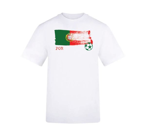 Flag Design Cotton Tee - Portugal - White