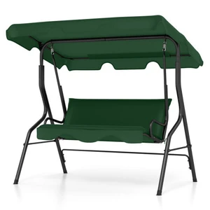 3 Seat Outdoor Patio Canopy Swing with Cushioned Steel Frame-Dark Green - Color: Dark Green D681-NP13764LS