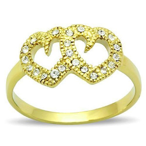 TK1398 - IP Gold(Ion Plating) Stainless Steel Ring with Top Grade Crystal  in Clear A874-TK1398