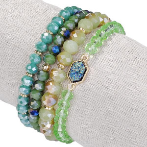 Color: JADE GREEN - Arm Candy Natural Stone And Glass Crystal Bracelets K290-14212341202979