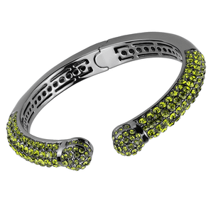 LO4284 - TIN Cobalt Black Brass Bangle with Top Grade Crystal  in Olivine color A874-LO4284