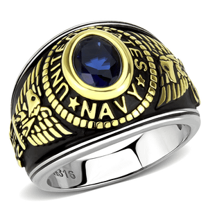 TK3726 - Two-Tone IP Gold (Ion Plating) Stainless Steel Ring with Synthetic Synthetic Glass in Mont A874-TK3726