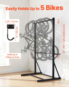 Bike Rack, 300LBS/136KG Capacity for up to 5 Bikes, Freestanding Bike Storage Rack, Carbon Steel Ve E415-JYZXCTFJHSHJMUI33001V0
