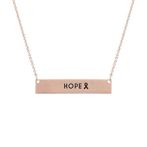 Rose Gold Ribbon HOPE Plate Necklace T226-9485629358399