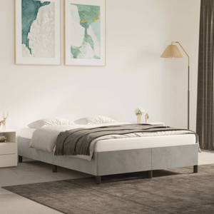 Bed Frame without Mattress Light Gray 53.9"x74.8" Full Velvet A949-347354