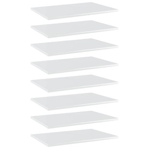 Bookshelf Boards 8 pcs High Gloss White 23.6"x15.7"x0.6" Engineered Wood A949-805261