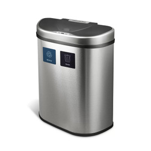 Dual Stainless Steel 18-Gallon Trash Can Recycle Bin with Motion Sensor Lid Q280-SMRCTL6875692813