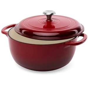 6 Quart Large Red Enamel Cast-Iron Dutch Oven Kitchen Cookware Q280-REQS6788