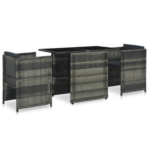  3 Piece Bistro Set with Cushions Poly Rattan Gray A949-47745