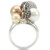 0W296 - Rhodium + Ruthenium Brass Ring with Synthetic Pearl in Multi Color A874-0W296