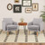 Modern Grey Sherpa Fabric Upholstered Accent Chair with Wooden Legs Q280-GRUJKJ65981