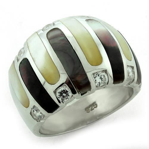 LOAS1167 - High-Polished 925 Sterling Silver Ring with Precious Stone Conch in Multi Color A874-LOAS1167