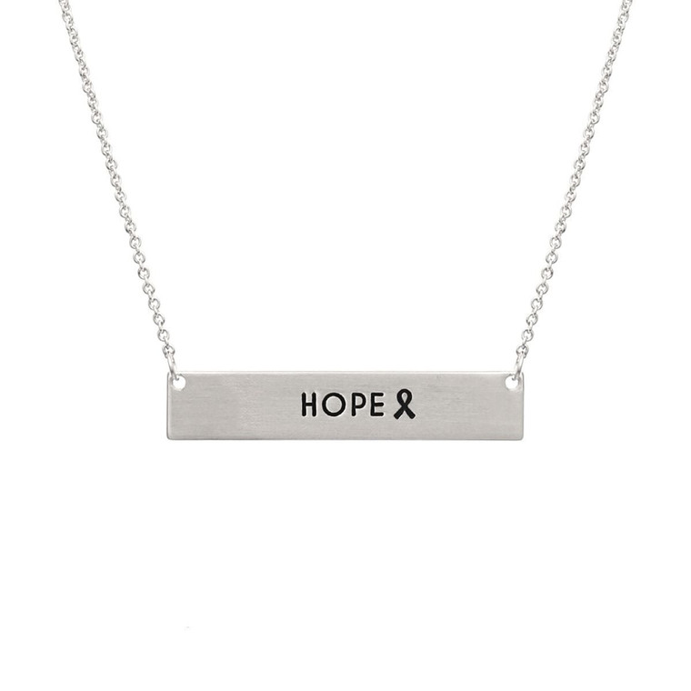 Silver Ribbon HOPE Plate Necklace T226-9485629456703