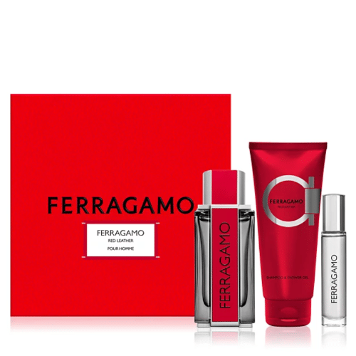 Ferragamo Red Leather 3 Piece Giftset M433-MS-FREDLT-3PCS