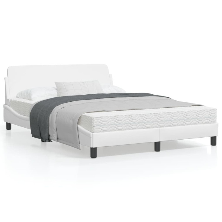  Bed Frame "Dover" White 53.9"x74.8" Faux Leather A949-373286