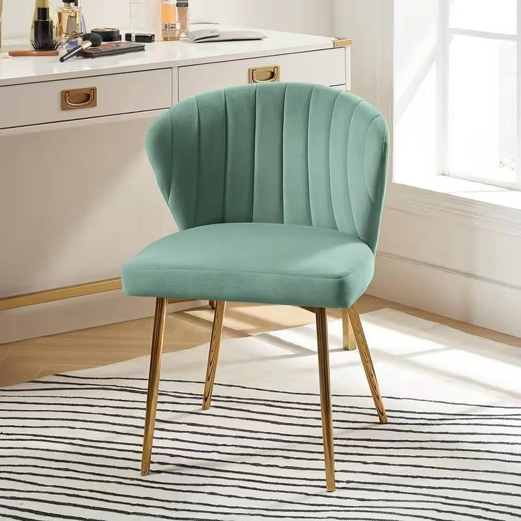 Sage Green Velvet Upholstered Wingback Accent Side Chair with Gold Metal Legs Q280-SGLWBSD835241836
