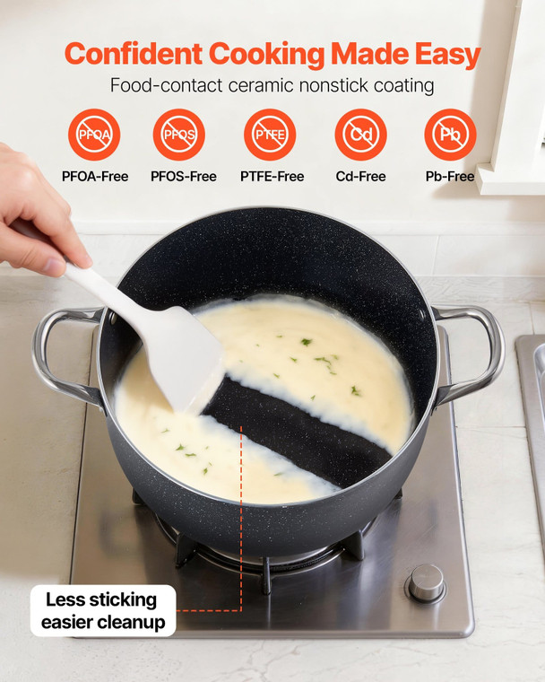 Aluminum Stock Pot, 12-Quart Nonstick Ceramic Coated Pot with Glass Lid, PFOA-Free, PFAS-Free, Comp E415-JTTG12QTLLSDBWXFE001V0