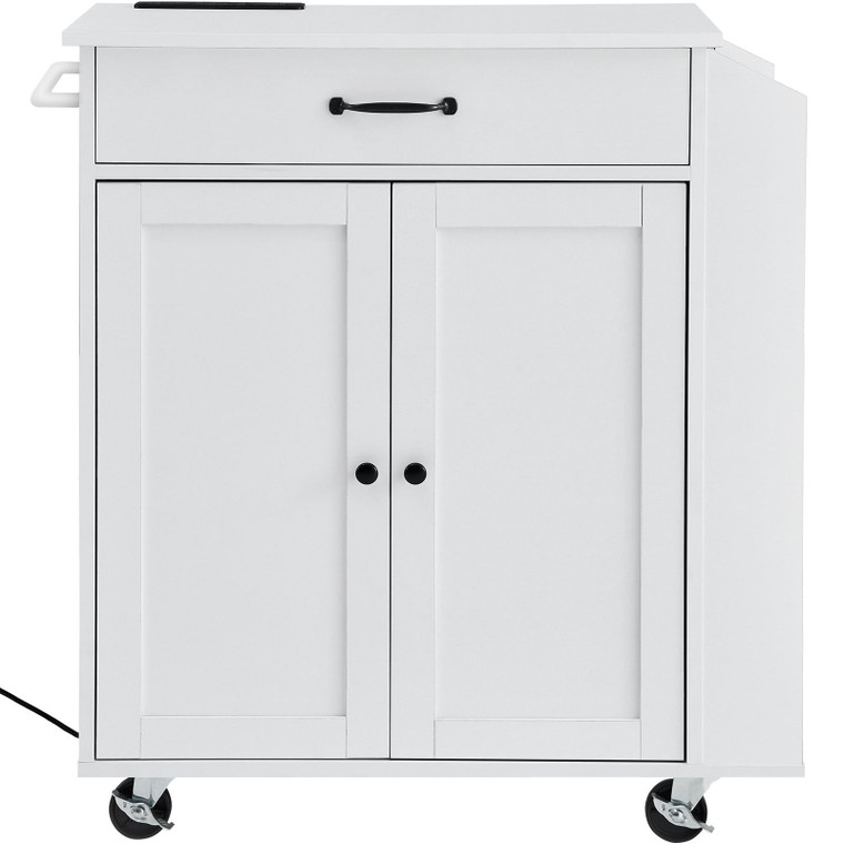 Kitchen Island Cart, 32" Mobile Carts with Storage Cabinet, Rolling Table with Power Outlet, Spice  E415-QFBYDKCFDBS124GETV1