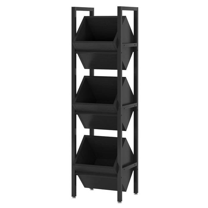 Black Industrial Farmhouse 3 Bin 36 Bottle Wine Rack Storage Display Shelf Q280-BLKFRMS95632
