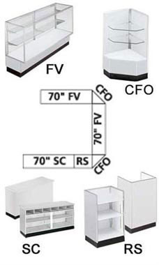 Gray Service Counter Display Case Arrangement - Metal FramedHiRes
